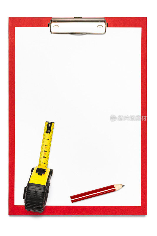 剪贴板、铅笔和卷尺(包括CLIPPING PATH)